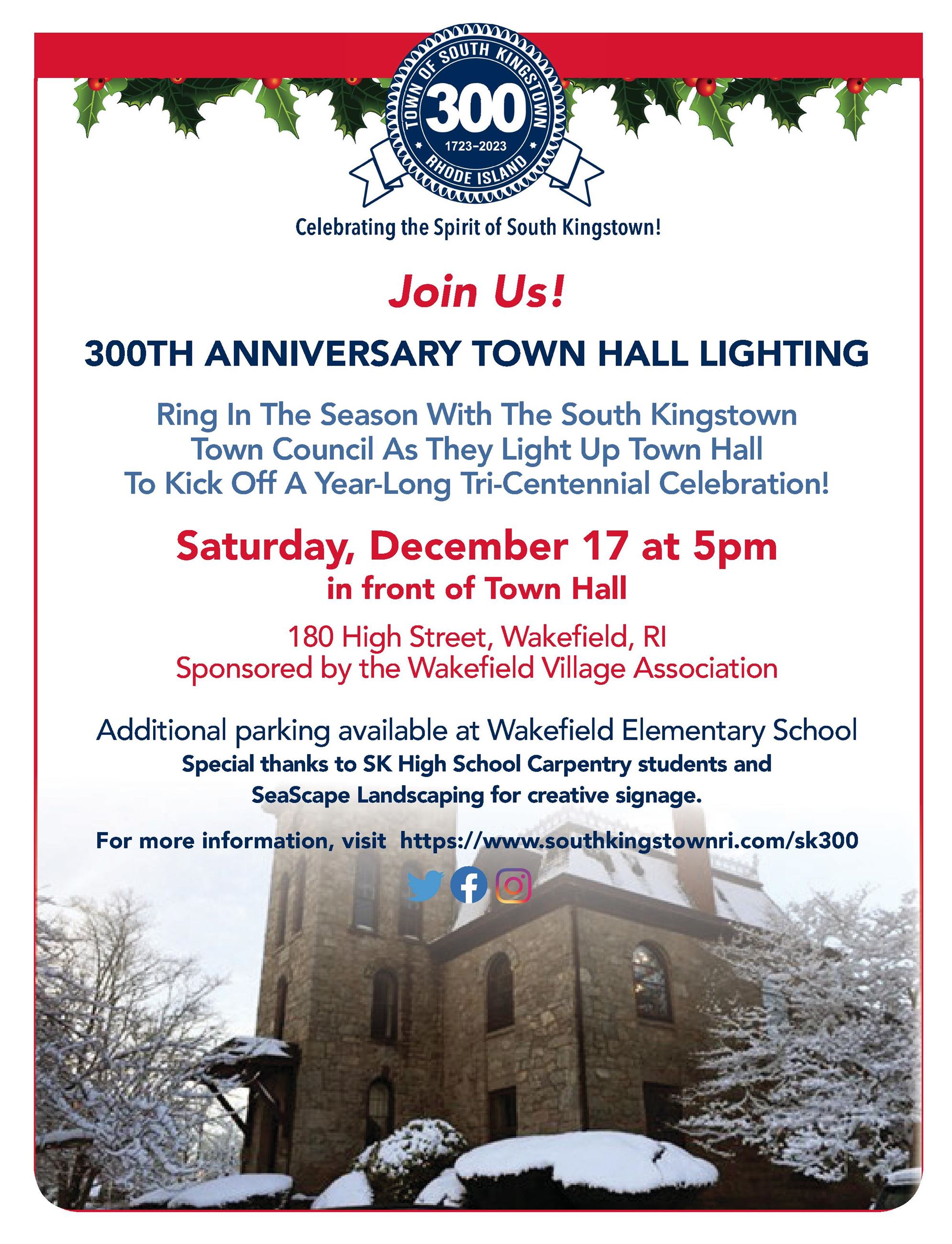 SK 300th Town Hall Lighting Flyer