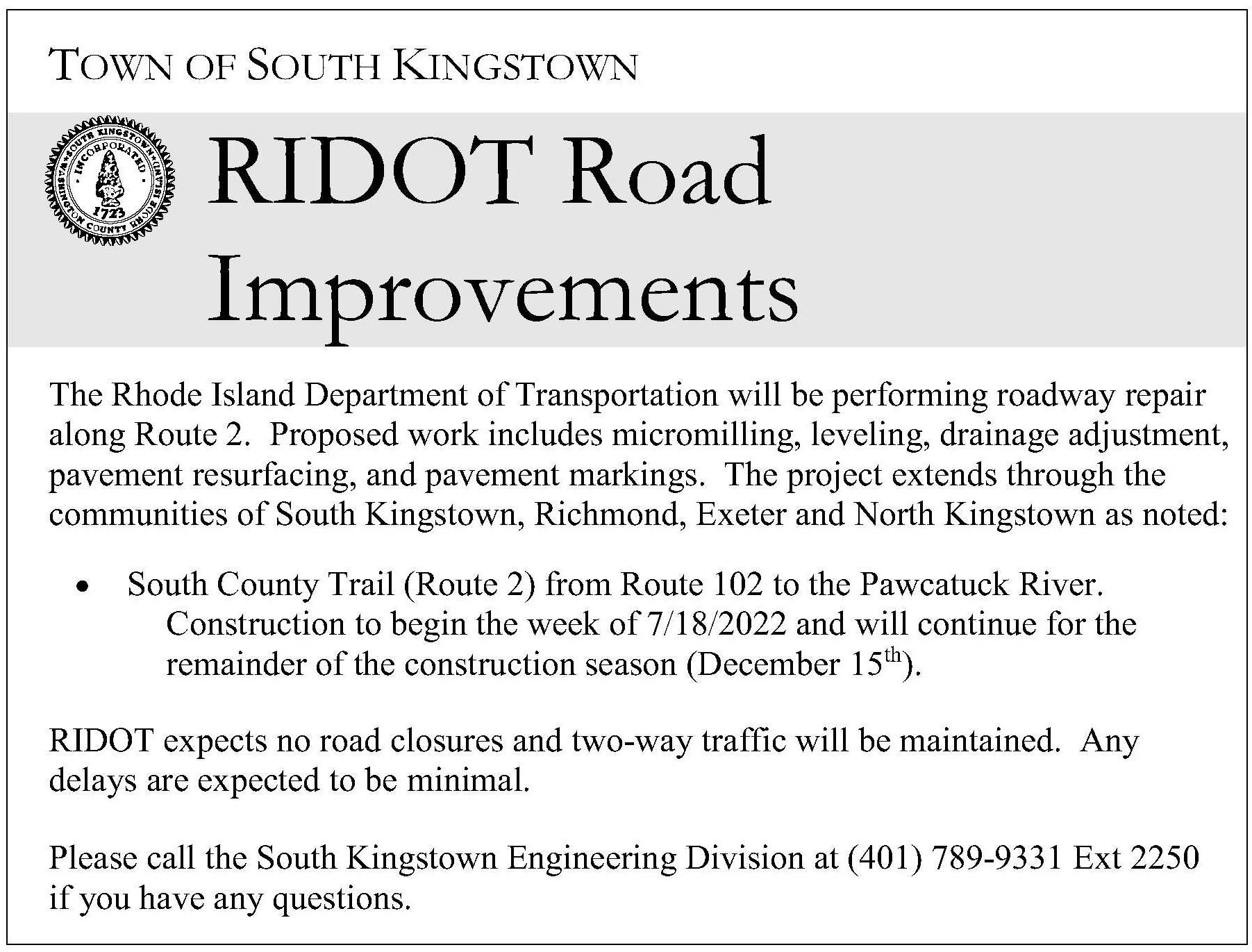 Route 2-Public Notice